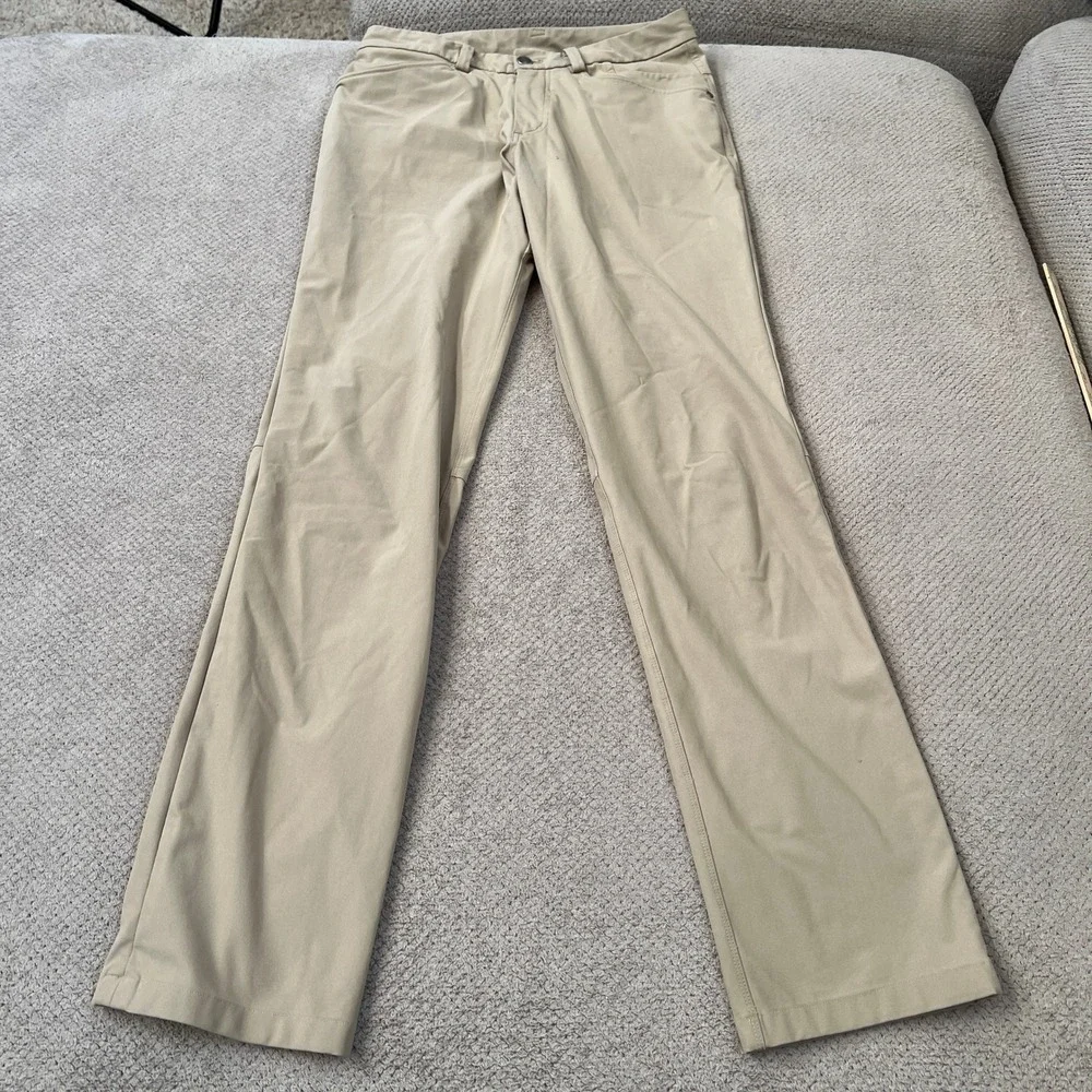 Lululemon Commission Pant Classic Tan Khaki Mens 30 34 Inseam Technical Trousers